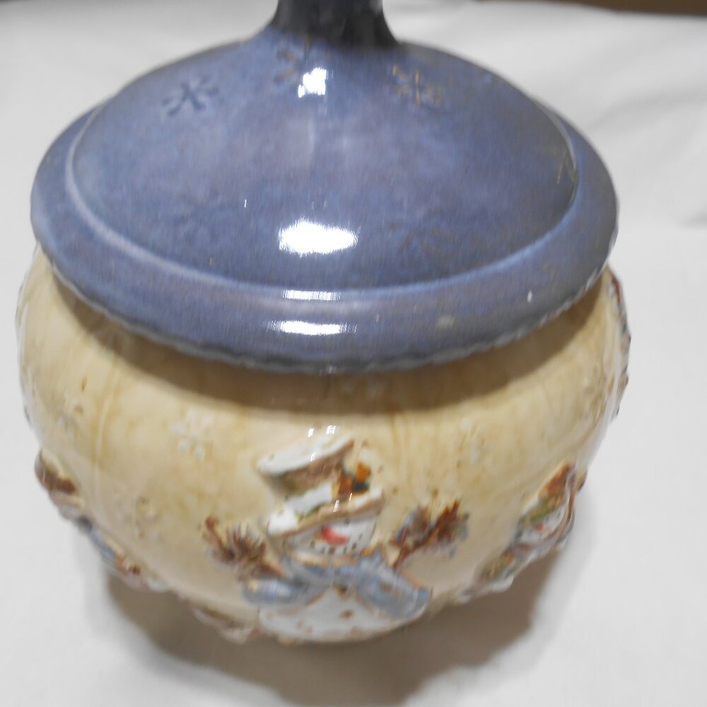 VINTAGE ST. NICHOLAS SQUARE FOREST FRIENDS HEAVY PORCELAIN COOKIE JAR SNOWMAN ⛄